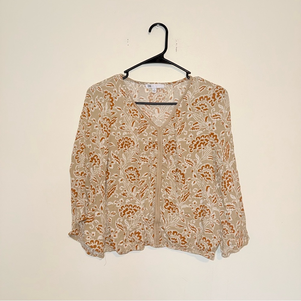 DR2 | Floral Blouse in Beige and Orange